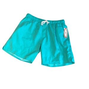 US Apparel Teal Mens Swim Trunks‎ Shorts Med Elastic Waist Drawstring Mesh Lined